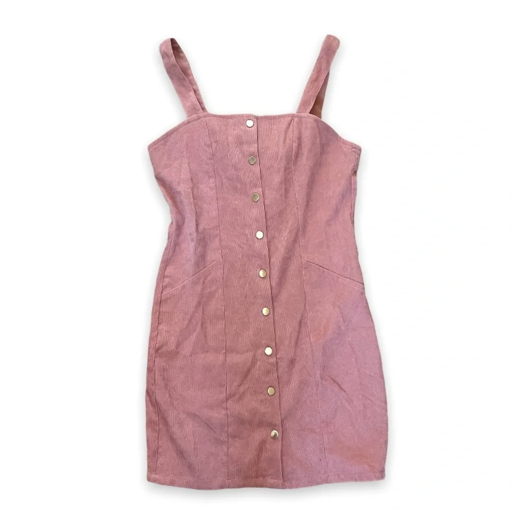 HESPERUS Blush Pink Corduroy Button Through Cord Pinafore Dress Medium - Picture 8 of 17